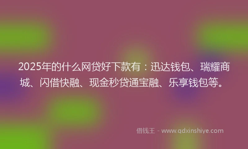 2025年的什么网贷好下款有：迅达钱包、瑞耀商城、闪借快融、现金秒贷通宝融、乐享钱包等。