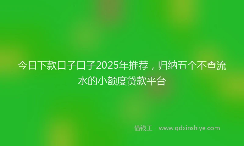 今日下款口子口子2025年推荐，归纳五个不查流水的小额度贷款平台