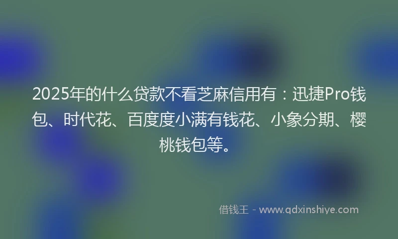 2025年的什么贷款不看芝麻信用有：迅捷Pro钱包、时代花、百度度小满有钱花、小象分期、樱桃钱包等。