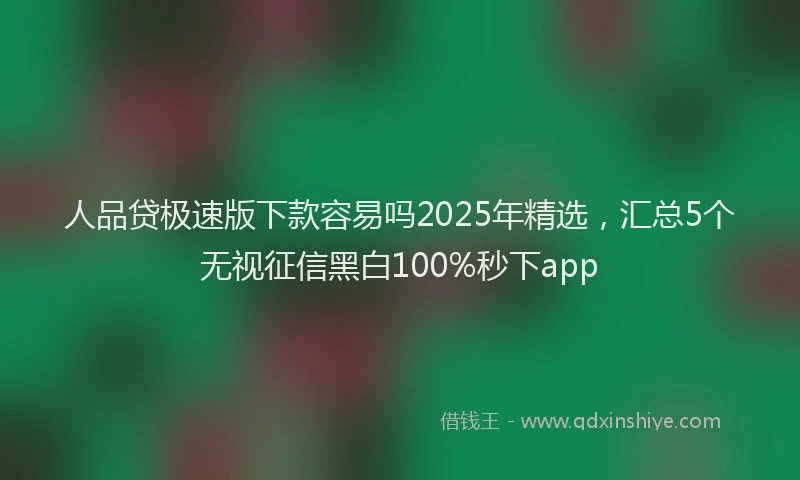 人品贷极速版下款容易吗2025年精选，汇总5个无视征信黑白100%秒下app