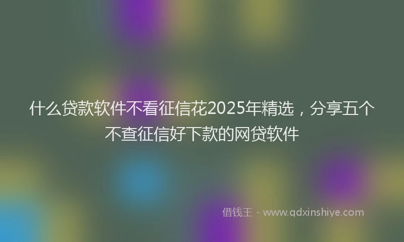 什么贷款软件不看征信花2025年精选，分享五个不查征信好下款的网贷软件