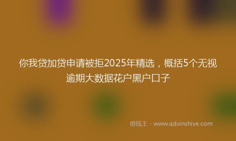 你我贷加贷申请被拒2025年精选，概括5个无视逾期大数据花户黑户口子