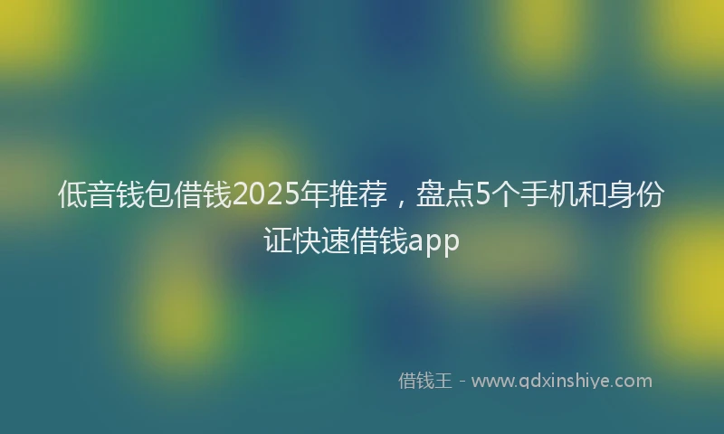 低音钱包借钱2025年推荐，盘点5个手机和身份证快速借钱app