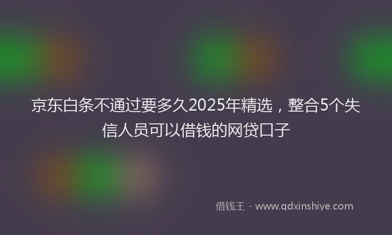 京东白条不通过要多久2025年精选，整合5个失信人员可以借钱的网贷口子
