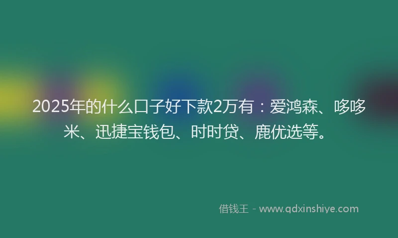 2025年的什么口子好下款2万有：爱鸿森、哆哆米、迅捷宝钱包、时时贷、鹿优选等。