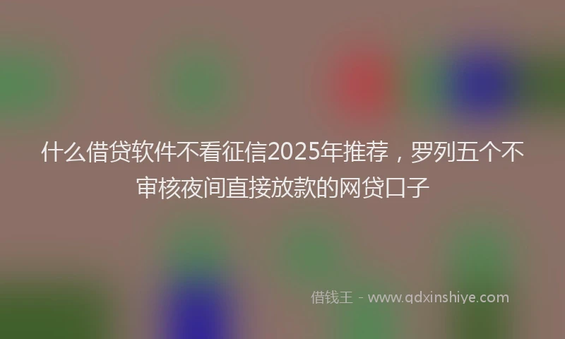 什么借贷软件不看征信2025年推荐，罗列五个不审核夜间直接放款的网贷口子
