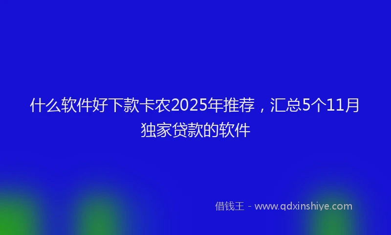 什么软件好下款卡农2025年推荐，汇总5个11月独家贷款的软件
