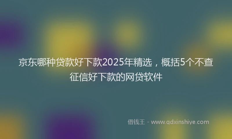 京东哪种贷款好下款2025年精选，概括5个不查征信好下款的网贷软件