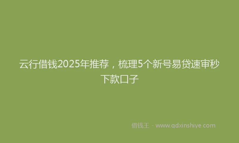 云行借钱2025年推荐，梳理5个新号易贷速审秒下款口子