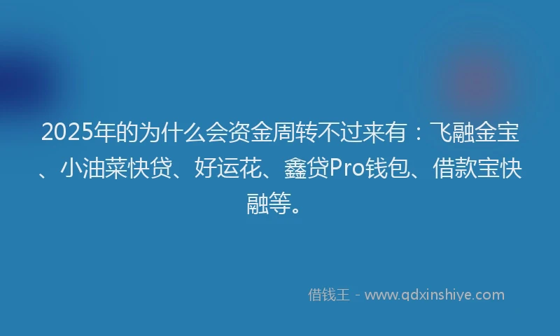 2025年的为什么会资金周转不过来有：飞融金宝、小油菜快贷、好运花、鑫贷Pro钱包、借款宝快融等。