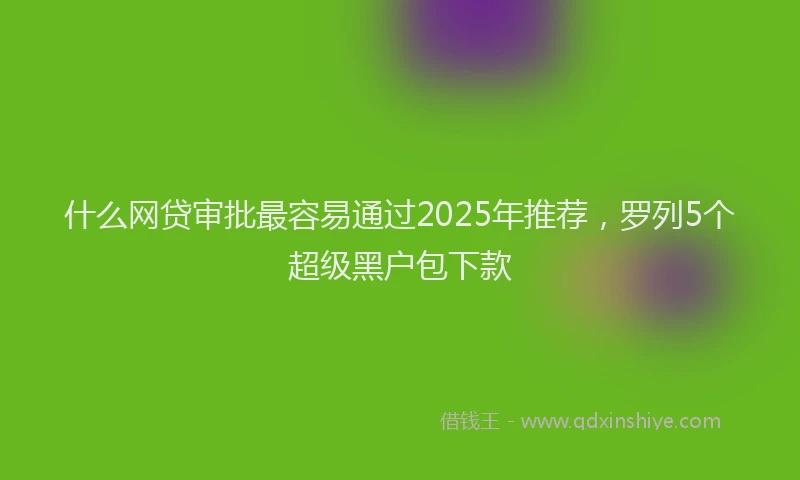 什么网贷审批最容易通过2025年推荐，罗列5个超级黑户包下款
