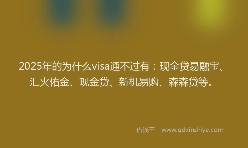 2025年的为什么visa通不过有：现金贷易融宝、汇火佑金、现金贷、新机易购、森森贷等。