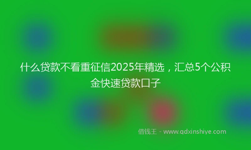 什么贷款不看重征信2025年精选，汇总5个公积金快速贷款口子