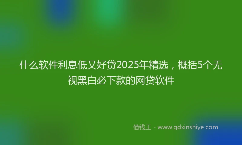 什么软件利息低又好贷2025年精选，概括5个无视黑白必下款的网贷软件