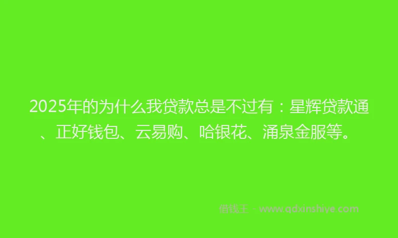2025年的为什么我贷款总是不过有：星辉贷款通、正好钱包、云易购、哈银花、涌泉金服等。