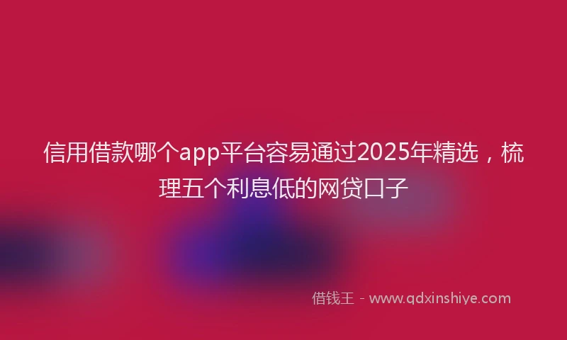 信用借款哪个app平台容易通过2025年精选，梳理五个利息低的网贷口子