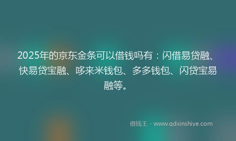 2025年的京东金条可以借钱吗有：闪借易贷融、快易贷宝融、哆来米钱包、多多钱包、闪贷宝易融等。