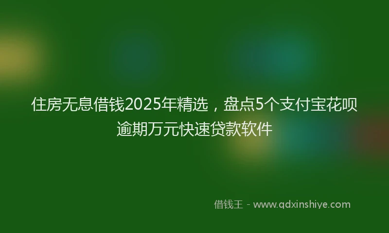 住房无息借钱2025年精选，盘点5个支付宝花呗逾期万元快速贷款软件