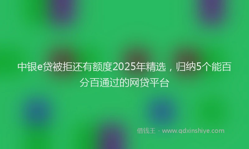 中银e贷被拒还有额度2025年精选，归纳5个能百分百通过的网贷平台