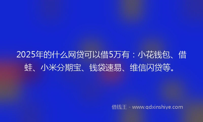 2025年的什么网贷可以借5万有：小花钱包、借蛙、小米分期宝、钱袋速易、维信闪贷等。