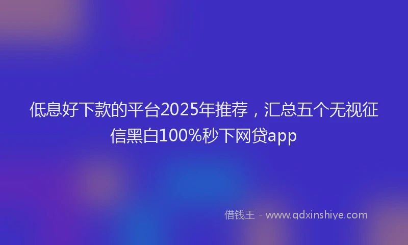 低息好下款的平台2025年推荐，汇总五个无视征信黑白100%秒下网贷app