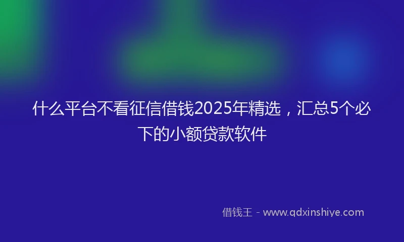 什么平台不看征信借钱2025年精选,汇总5个必下的小额贷款软件