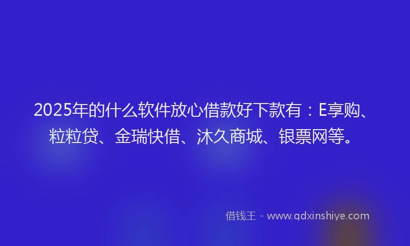 2025年的什么软件放心借款好下款有：E享购、粒粒贷、金瑞快借、沐久商城、银票网等。