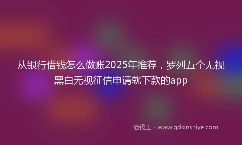 从银行借钱怎么做账2025年推荐，罗列五个无视黑白无视征信申请就下款的app