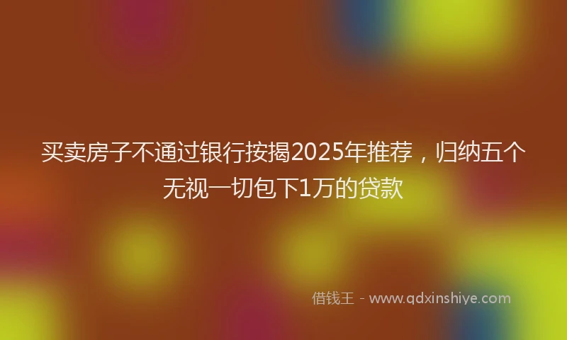 买卖房子不通过银行按揭2025年推荐，归纳五个无视一切包下1万的贷款