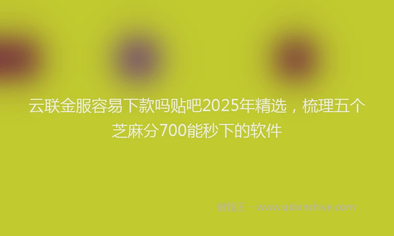 云联金服容易下款吗贴吧2025年精选，梳理五个芝麻分700能秒下的软件