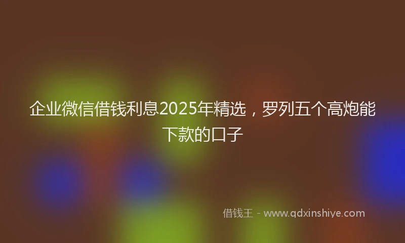 企业微信借钱利息2025年精选，罗列五个高炮能下款的口子