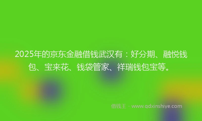 2025年的京东金融借钱武汉有：好分期、融悦钱包、宝来花、钱袋管家、祥瑞钱包宝等。