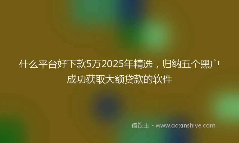 什么平台好下款5万2025年精选，归纳五个黑户成功获取大额贷款的软件
