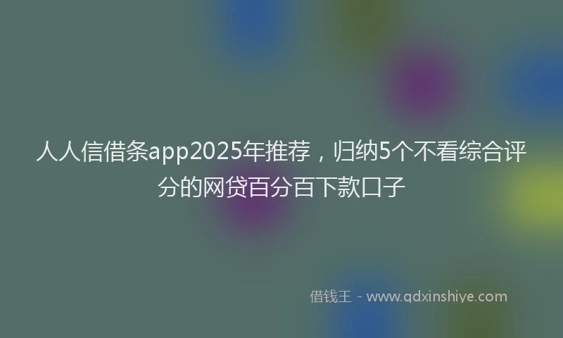 人人信借条app2025年推荐，归纳5个不看综合评分的网贷百分百下款口子