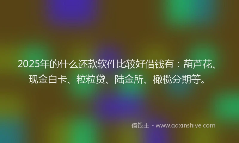 2025年的什么还款软件比较好借钱有：葫芦花、现金白卡、粒粒贷、陆金所、橄榄分期等。