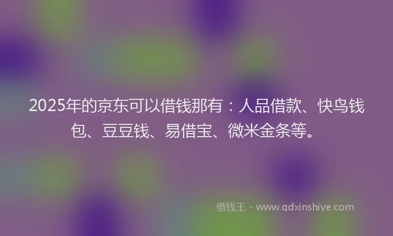 2025年的京东可以借钱那有：人品借款、快鸟钱包、豆豆钱、易借宝、微米金条等。