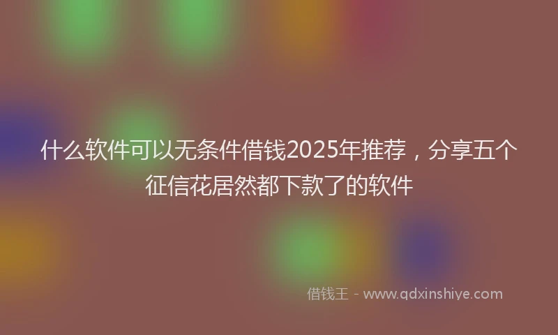 什么软件可以无条件借钱2025年推荐，分享五个征信花居然都下款了的软件