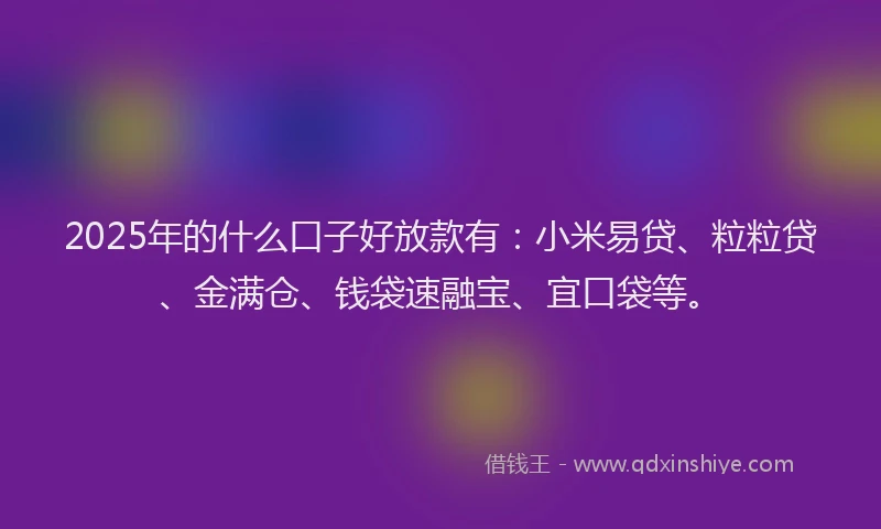 2025年的什么口子好放款有：小米易贷、粒粒贷、金满仓、钱袋速融宝、宜口袋等。
