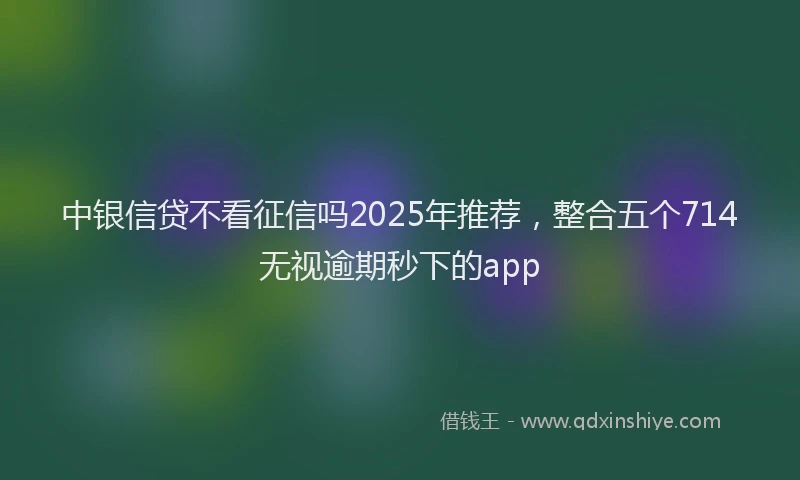 中银信贷不看征信吗2025年推荐，整合五个714无视逾期秒下的app