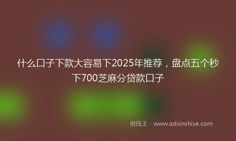 什么口子下款大容易下2025年推荐，盘点五个秒下700芝麻分贷款口子