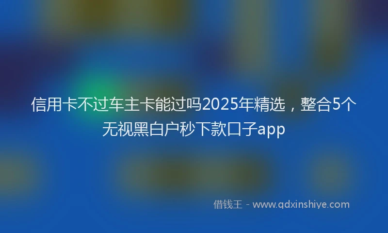 信用卡不过车主卡能过吗2025年精选，整合5个无视黑白户秒下款口子app