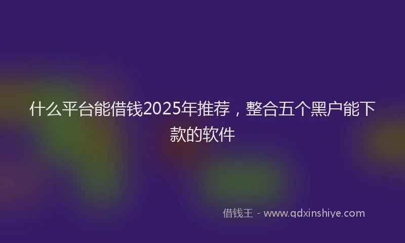 什么平台能借钱2025年推荐，整合五个黑户能下款的软件