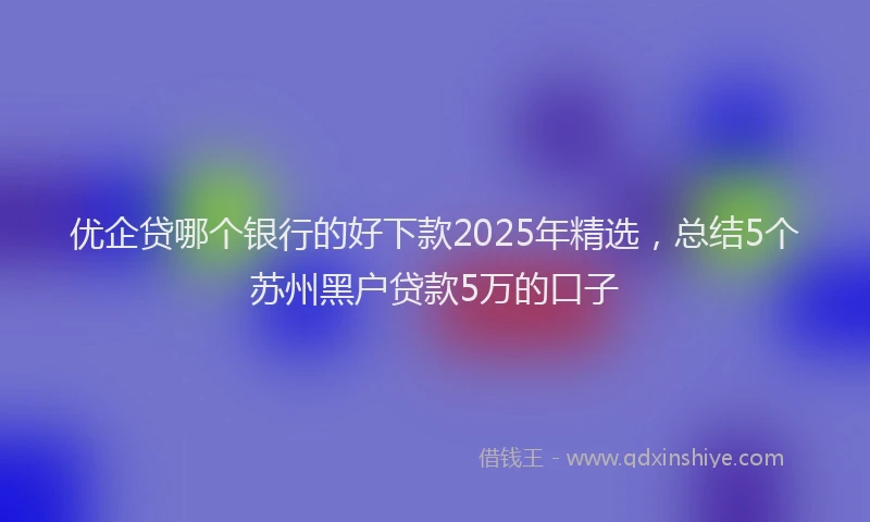 优企贷哪个银行的好下款2025年精选，总结5个苏州黑户贷款5万的口子