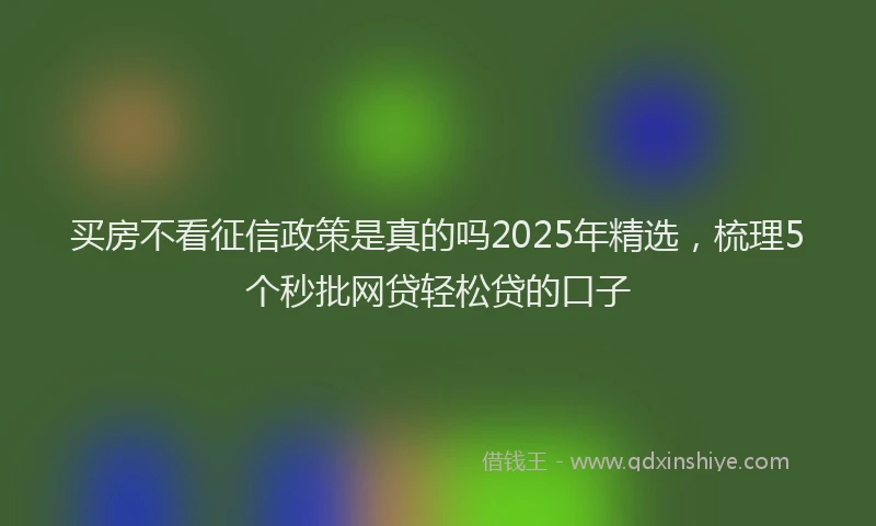 买房不看征信政策是真的吗2025年精选，梳理5个秒批网贷轻松贷的口子
