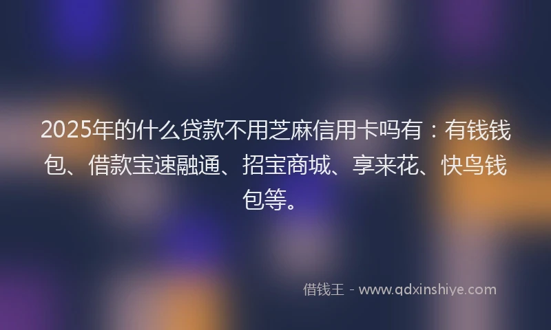 2025年的什么贷款不用芝麻信用卡吗有：有钱钱包、借款宝速融通、招宝商城、享来花、快鸟钱包等。