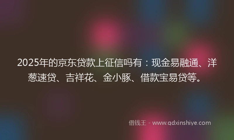 2025年的京东贷款上征信吗有：现金易融通、洋葱速贷、吉祥花、金小豚、借款宝易贷等。