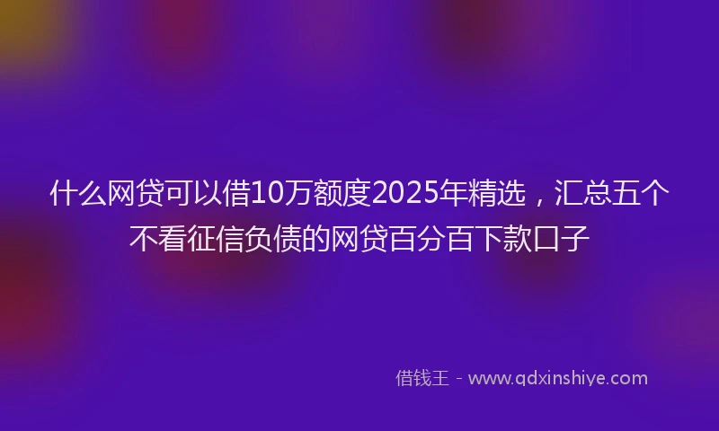 什么网贷可以借10万额度2025年精选，汇总五个不看征信负债的网贷百分百下款口子