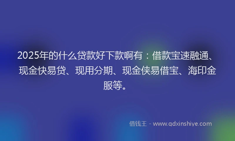 2025年的什么贷款好下款啊有：借款宝速融通、现金快易贷、现用分期、现金侠易借宝、海印金服等。
