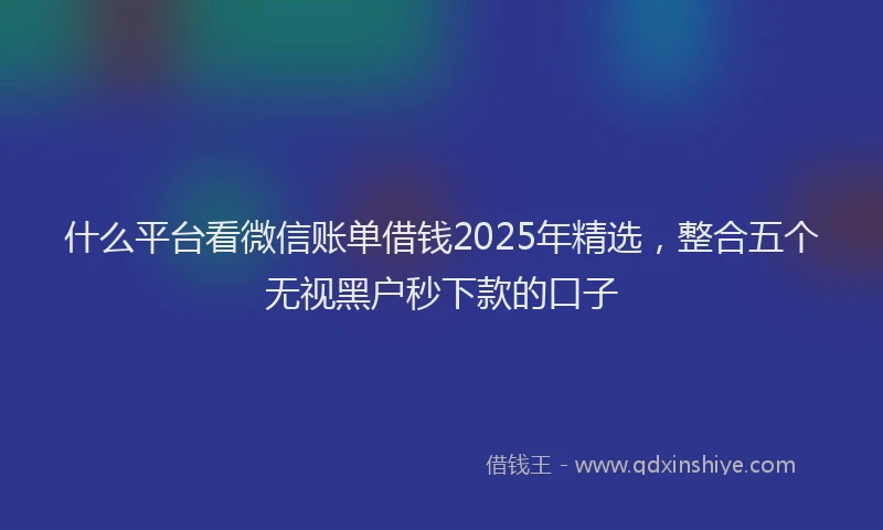 什么平台看微信账单借钱2025年精选,整合五个无视黑户秒下款的口子