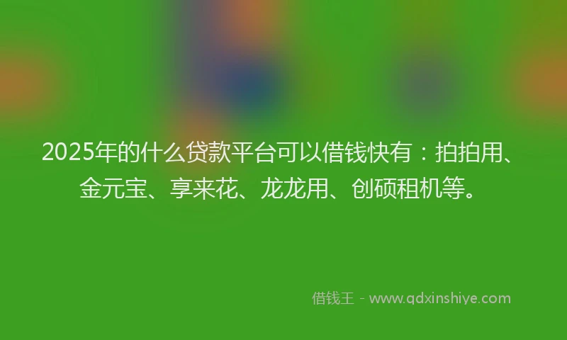 2025年的什么贷款平台可以借钱快有：拍拍用、金元宝、享来花、龙龙用、创硕租机等。
